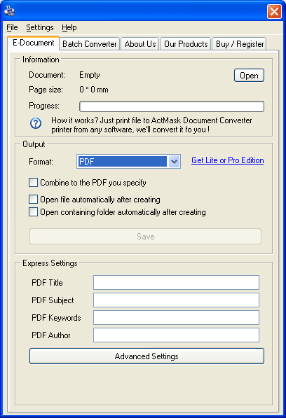 Screenshot for ActMask Document Converter CE 3.391